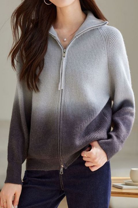 Sweter gradient z podwójnym zamkiem