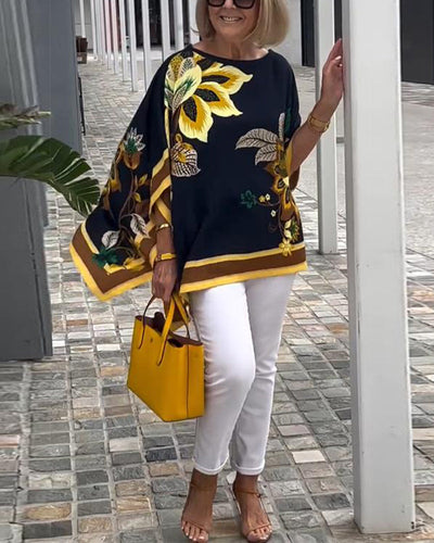 Blouse Imprimée Décontractée Et Ample