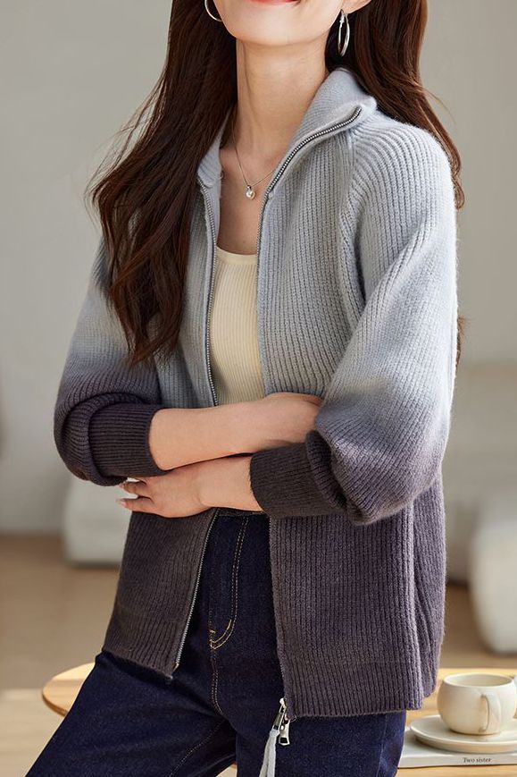 Sweter gradient z podwójnym zamkiem