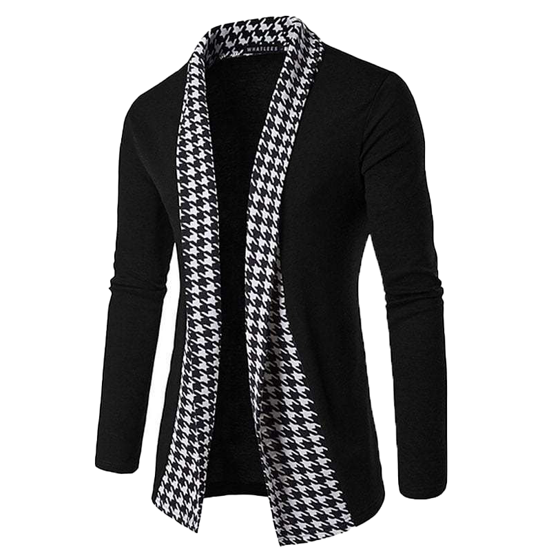 Kardigan Vintage Męski Pied-de-Poule Patchwork - Styl i Komfort