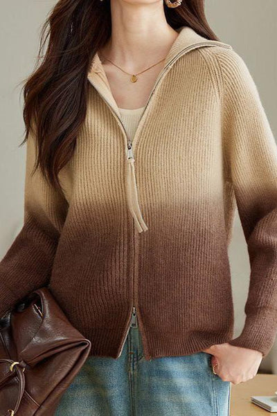 Sweter gradient z podwójnym zamkiem