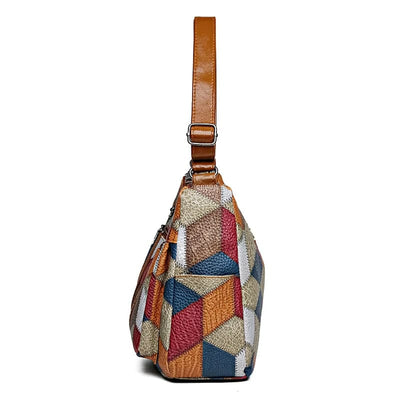 Elegancka torba skórzana patchwork