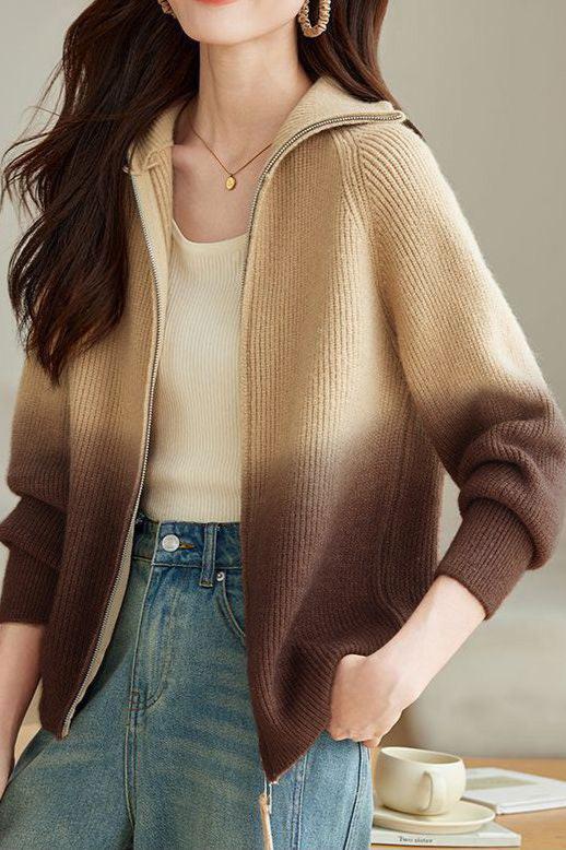 Sweter gradient z podwójnym zamkiem