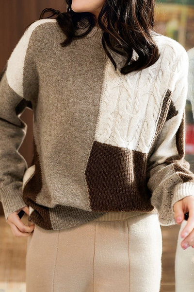 Sweter z dzianiny z okrągłym dekoltem