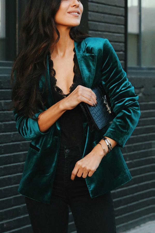 Chic aksamitny blazer dla kobiet – Nowoczesna elegancja i komfort