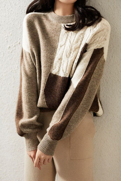Sweter z dzianiny z okrągłym dekoltem