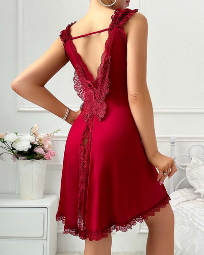 Chemise De Nuit Fente Dos Dentelle
