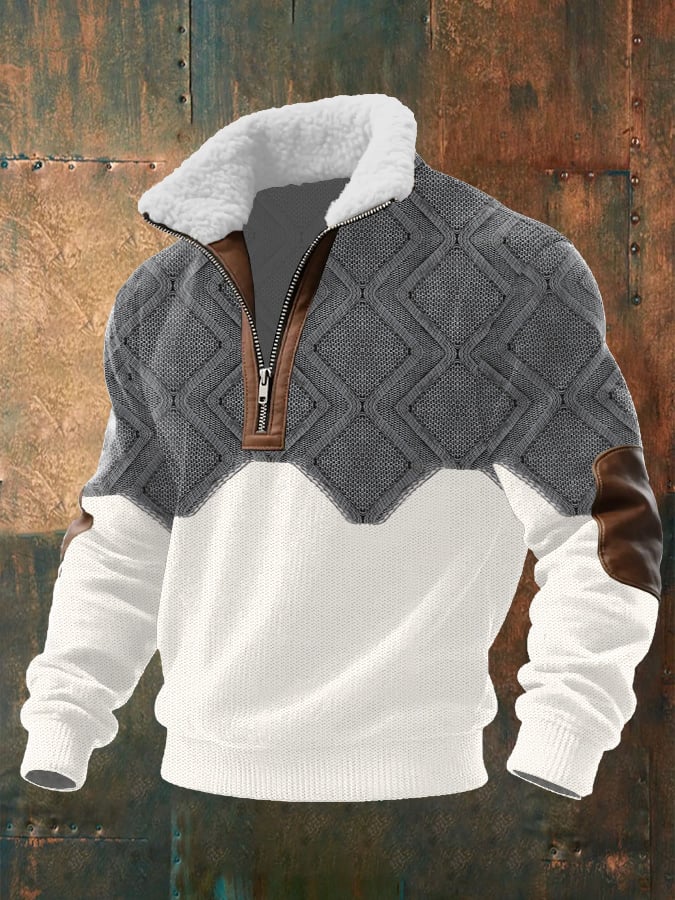 Sweter casual o plecionym splocie