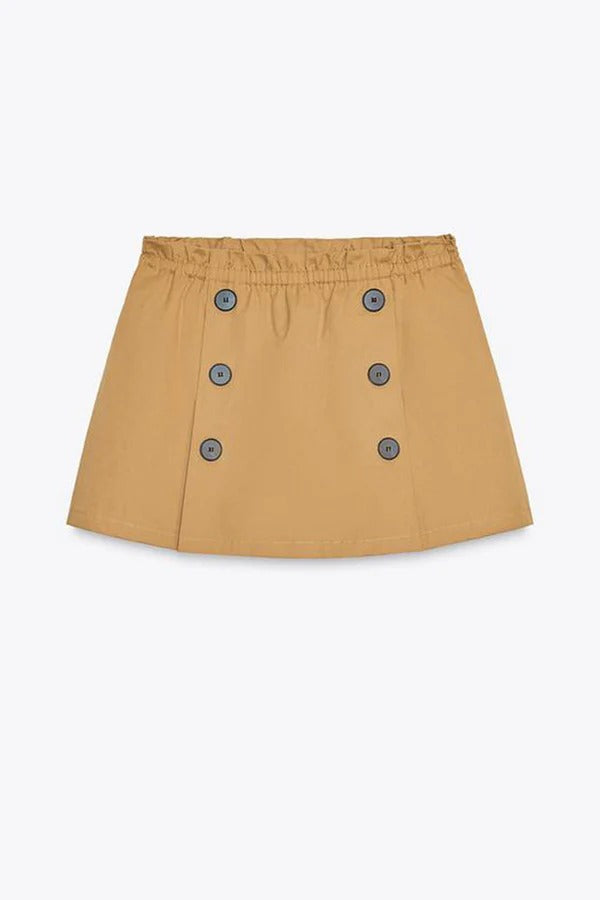 Falda-Corto Chic Confort Mujer – Elastyczny Pas i Kontrastowe Guziki
