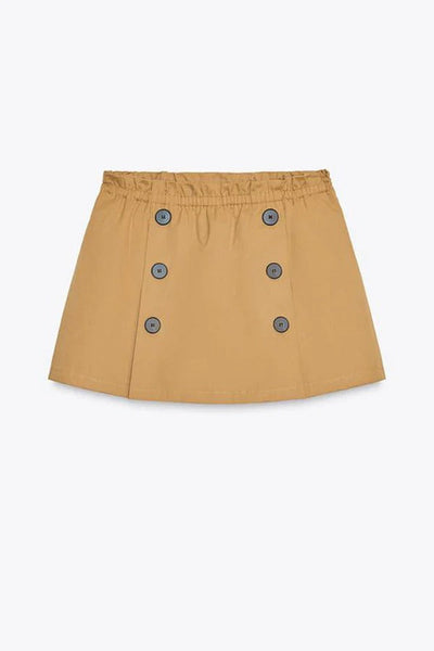 Falda-Corto Chic Confort Mujer – Elastyczny Pas i Kontrastowe Guziki