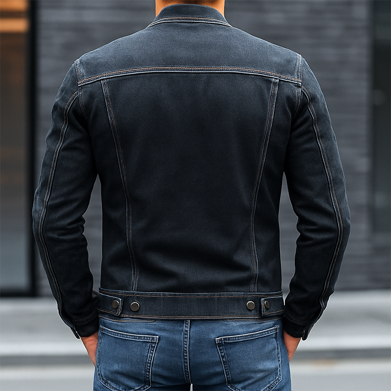 Męska Kurtka Dżinsowa Vintage Slim Fit – Moda z Kołnierzem Baseballowym