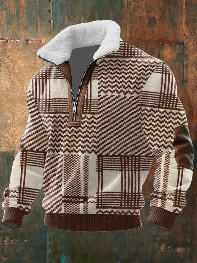 Retro sweter z dzianiny jacquardowej
