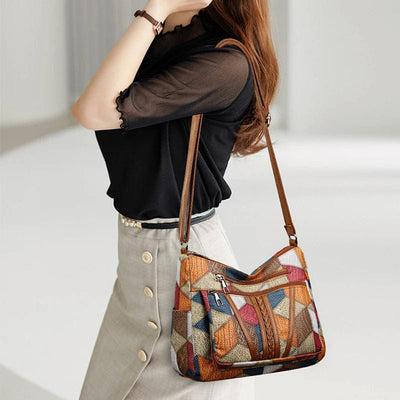Elegancka torba skórzana patchwork