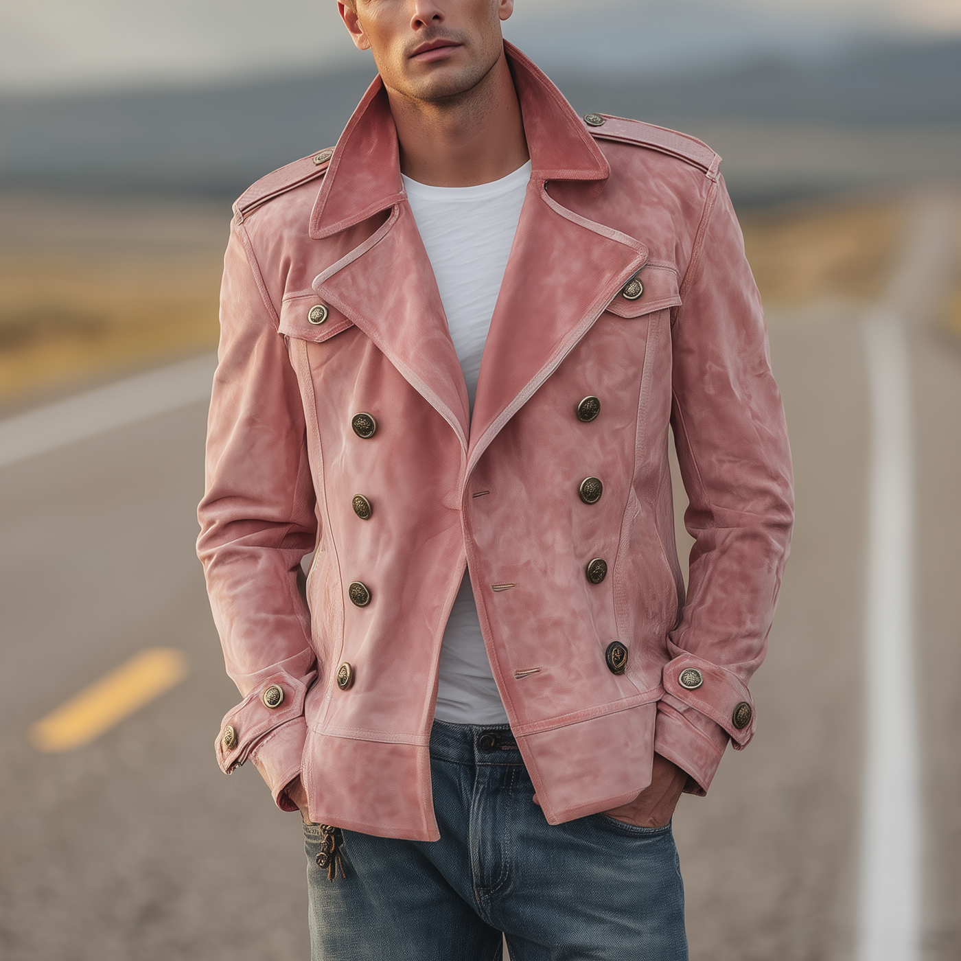 Męska Kurtka Western Retro ze Zamszu – Styl i Komfort