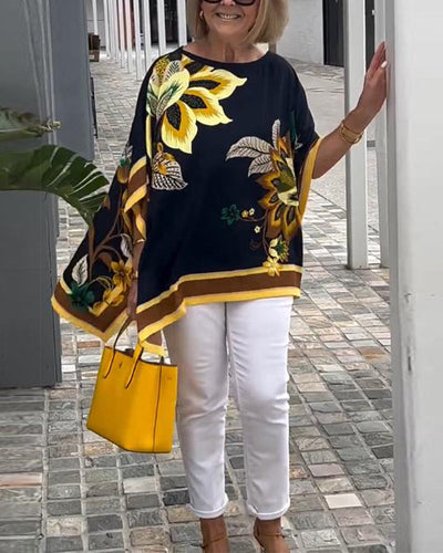 Blouse Imprimée Décontractée Et Ample