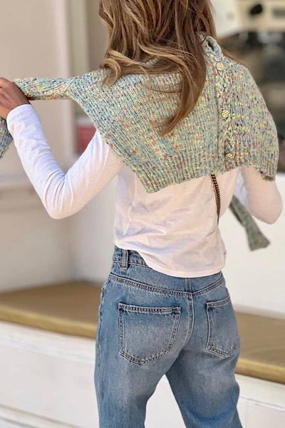 Cardigan court jasnozielony damski – Miękki i chic wiosenny materiał