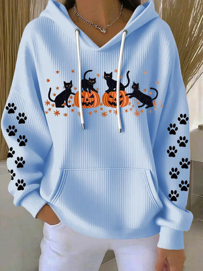 Sudadera z Kapturem Halloween Kot Dynia - Wygodna i Casualowa