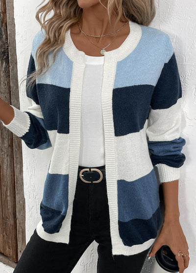 Cardigan Patchwork Niebieski Damski – Styl Nowoczesny i Wygodny