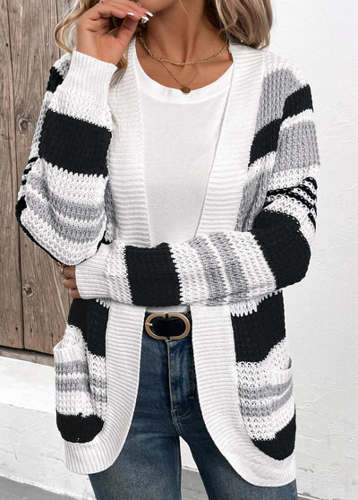 Czarny kardigan patchwork damski – stylowy i wygodny