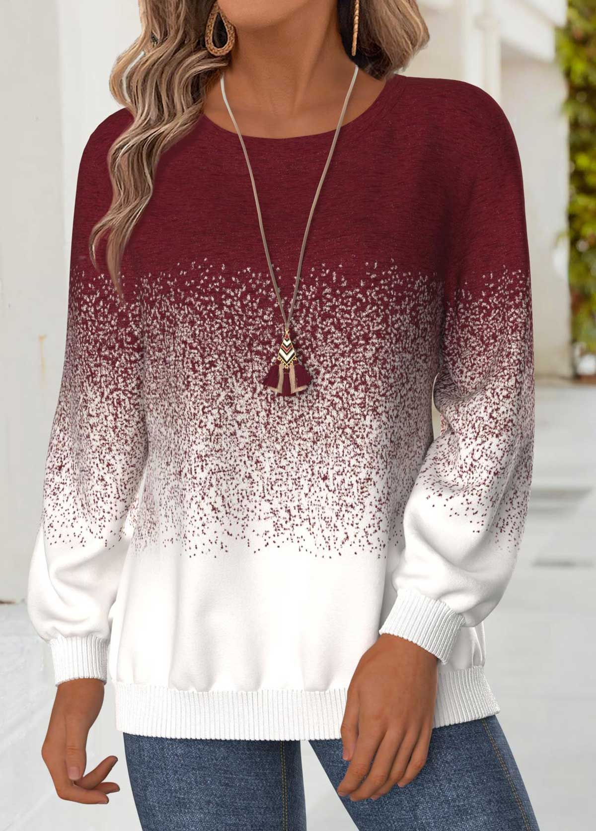 Czerwono Wino Gradientowa Bluza – Styl i Codzienny Komfort