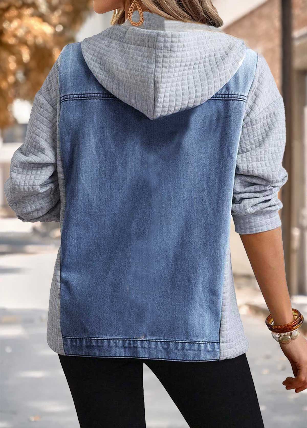 Kurtka z kapturem w niebieski patchwork denim