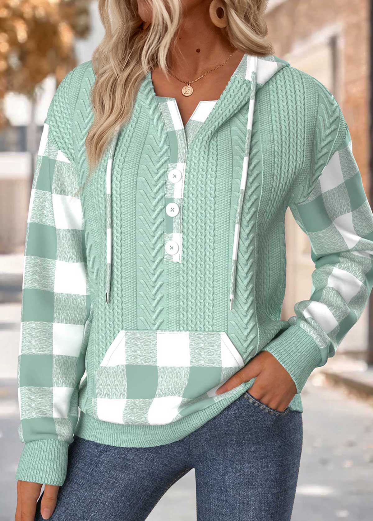 Zielona Bluza w Kratę – Styl Casual i Codzienny Komfort