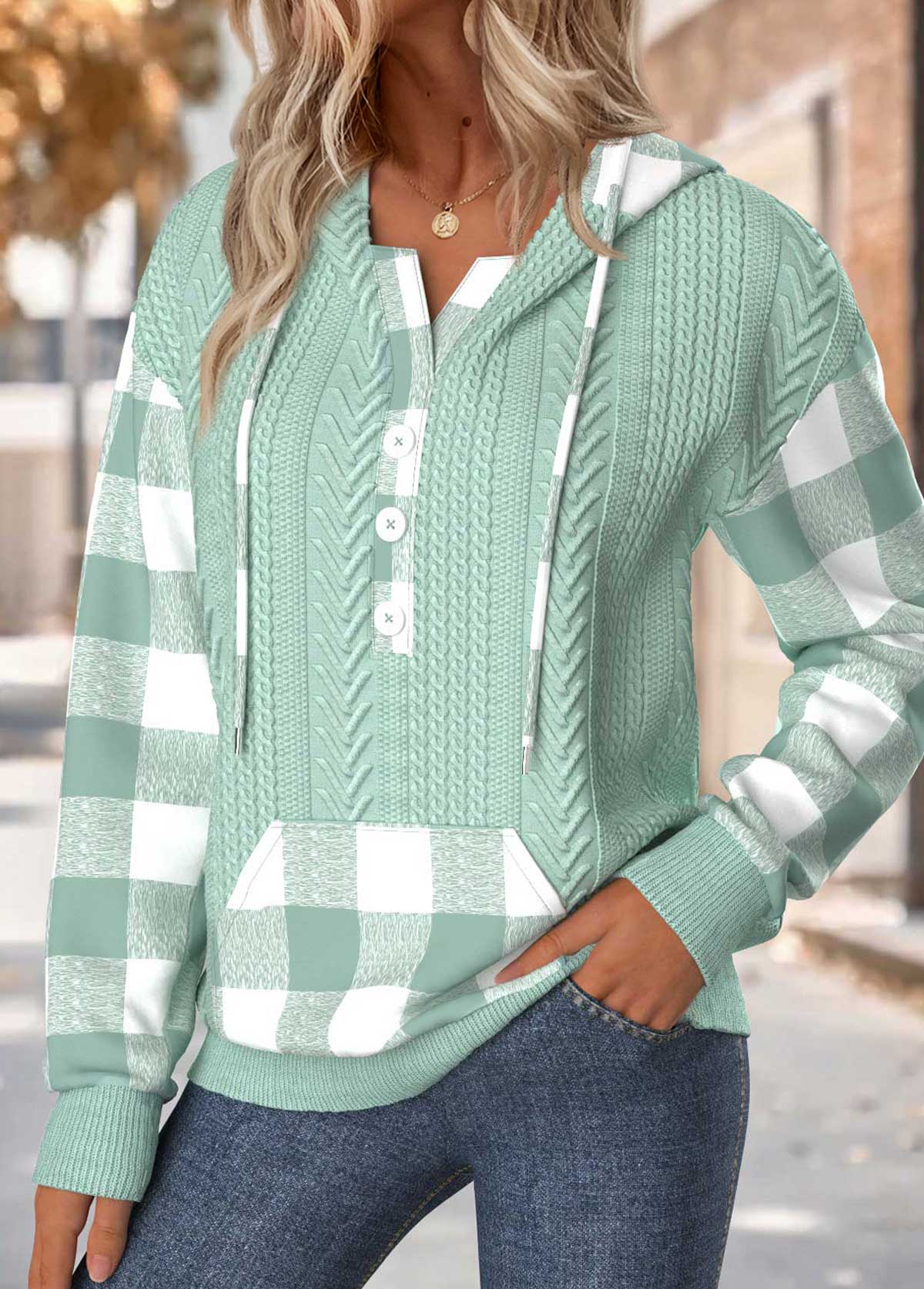 Bluza w Kratę Zielona Szałwia – Styl Casual i Elegancka Osłona