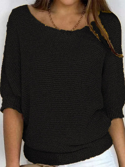 Sweter damski z rękawami 3/4 z miękkiej wełny – Casual chic