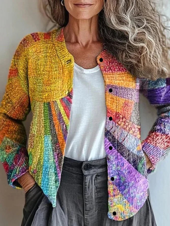 Kardigan Damski Wydruk 3D Casual Chic