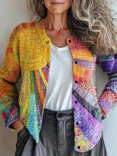 Kardigan Damski Wydruk 3D Casual Chic
