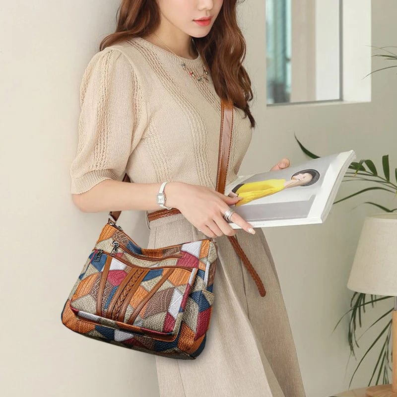 Elegancka torba skórzana patchwork