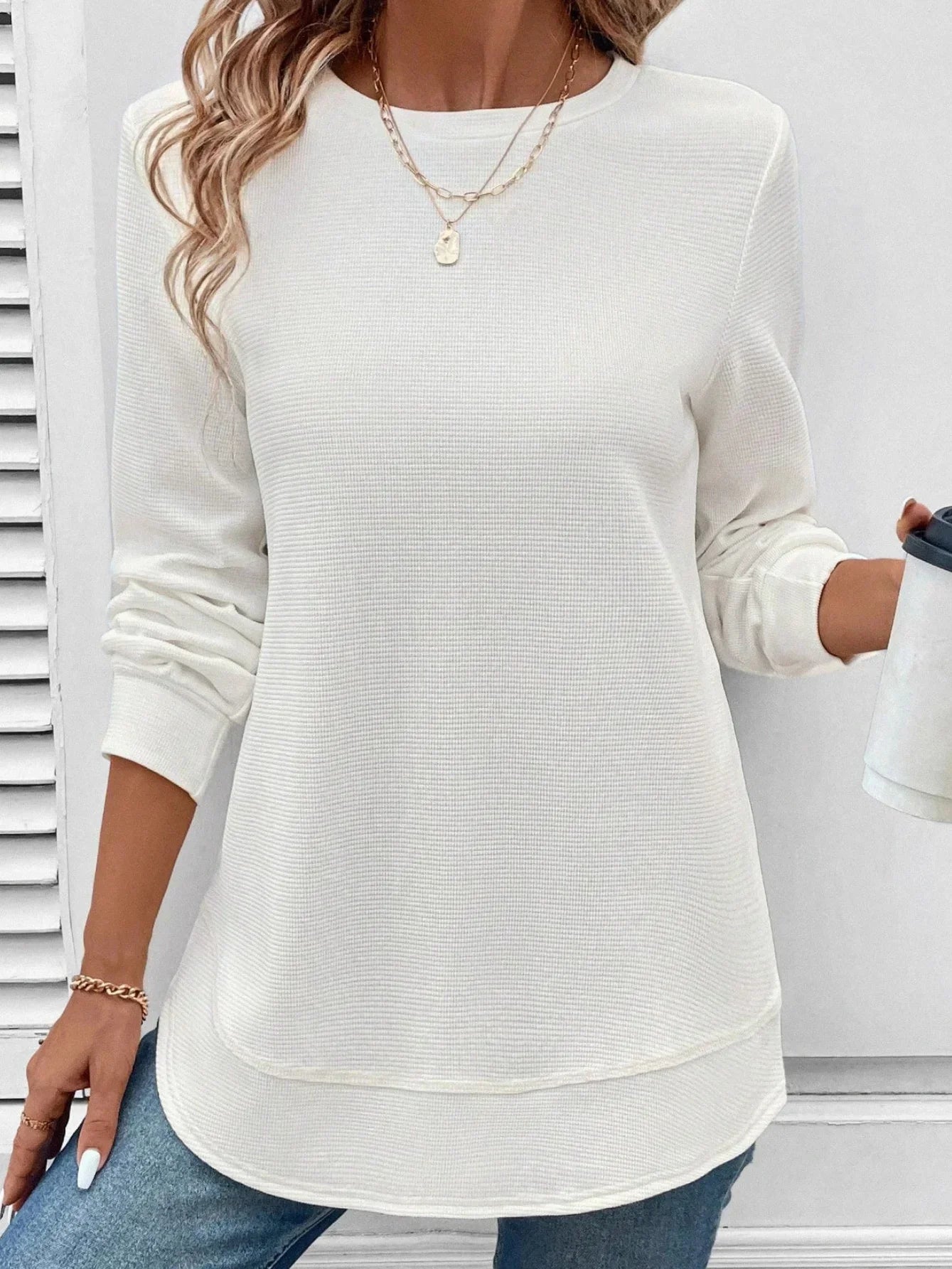 Vintage Sweter z Okrągłym Dekoltem Jacquard - Moda Casual i Trendy