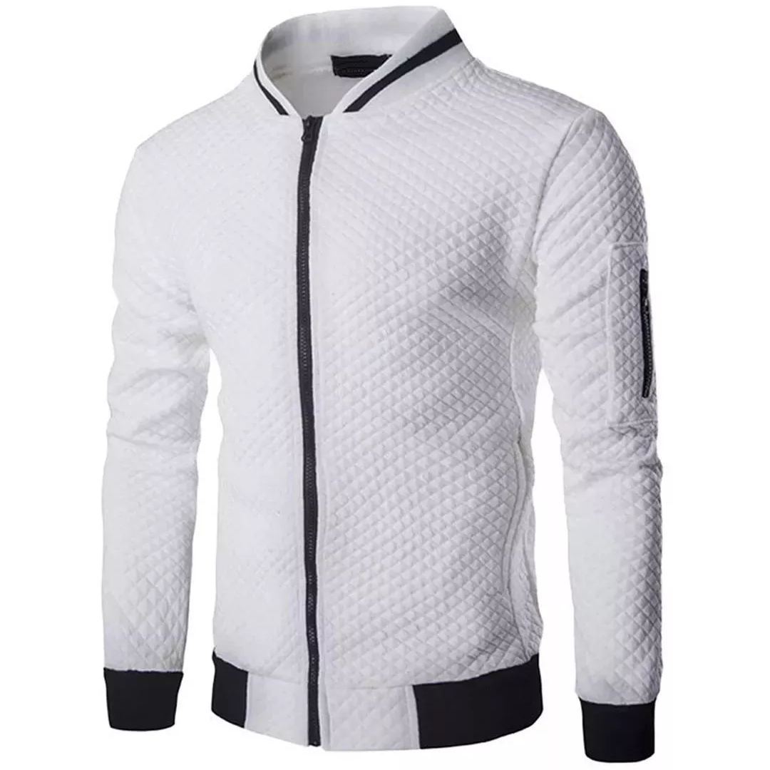 Męska Kurtka Bomber w Kratę Jacquard - Styl i Komfort