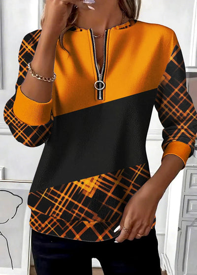 Pomarańczowa geometria casualowa z wysokim kołnierzem - Moda męska