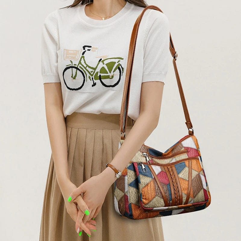 Elegancka torba skórzana patchwork