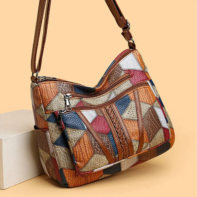 Elegancka torba skórzana patchwork