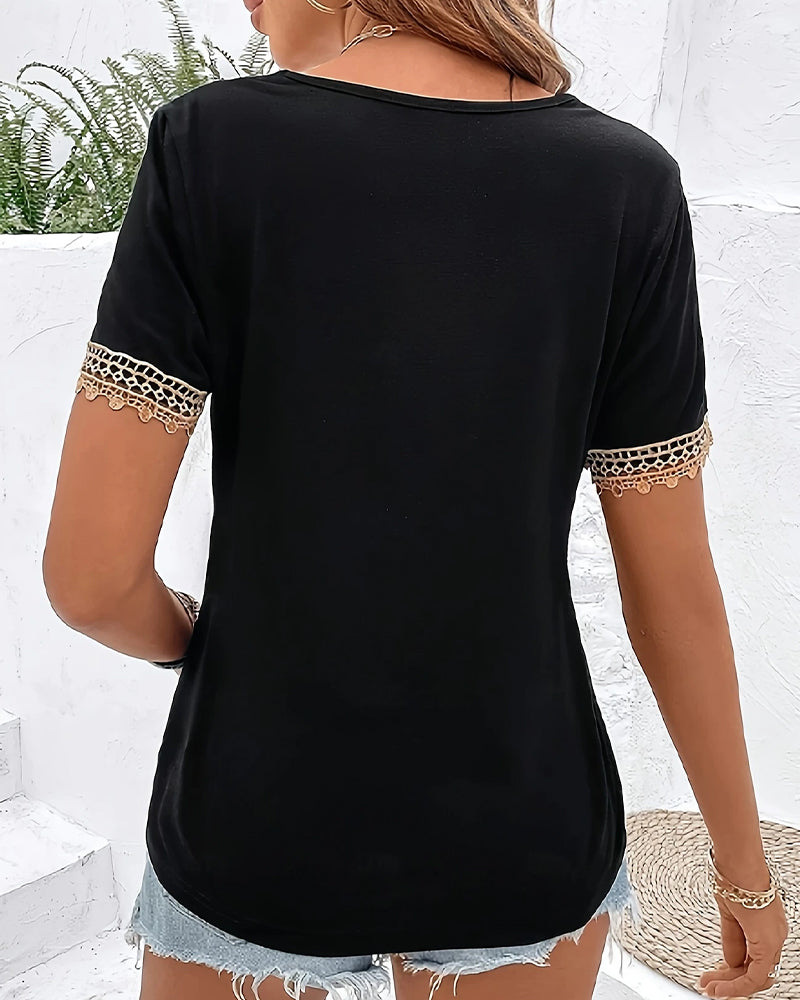 Chemise Tissée Contrast Col V