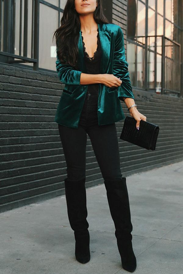 Chic aksamitny blazer dla kobiet – Nowoczesna elegancja i komfort