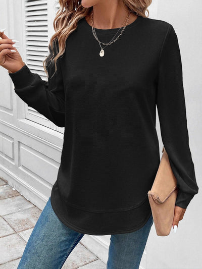 Vintage Sweter z Okrągłym Dekoltem Jacquard - Moda Casual i Trendy