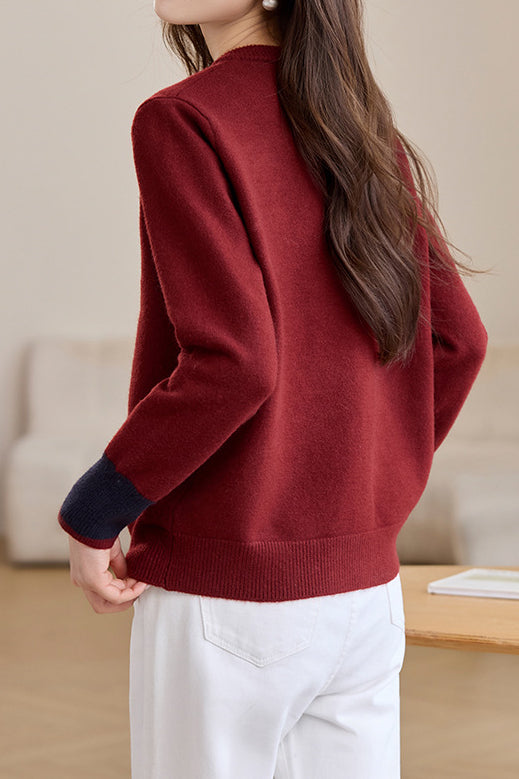 Casualowy Sweter na Guziki z Haftem