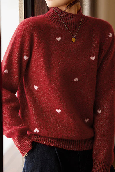 Sweter z błyszczącym motywem serca – Styl casualowy i chic na każdą okazję