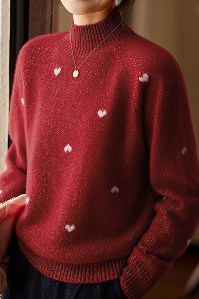 Sweter z błyszczącym motywem serca – Styl casualowy i chic na każdą okazję