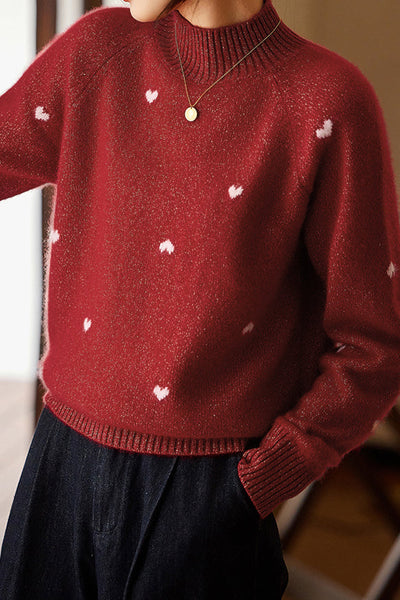 Sweter z błyszczącym motywem serca – Styl casualowy i chic na każdą okazję