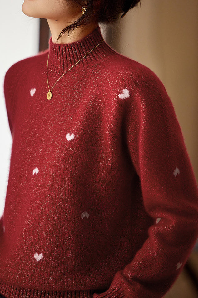 Sweter z błyszczącym motywem serca – Styl casualowy i chic na każdą okazję