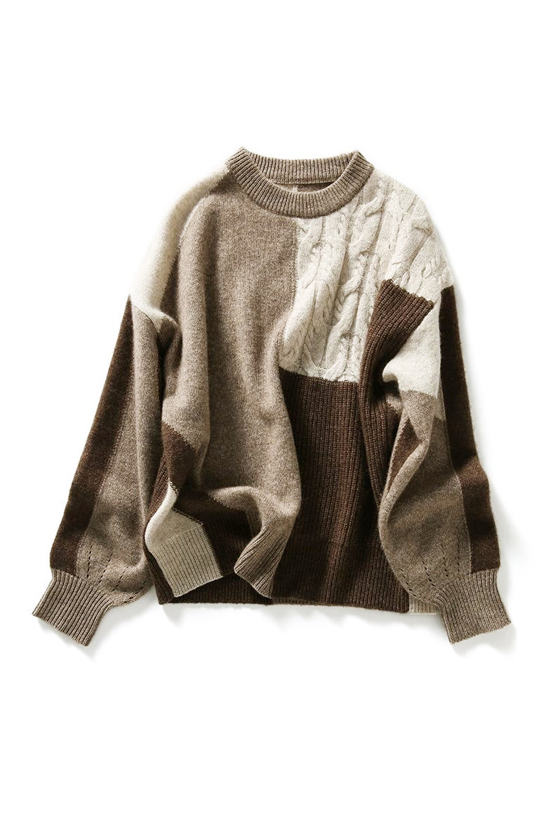Sweter z dzianiny z okrągłym dekoltem