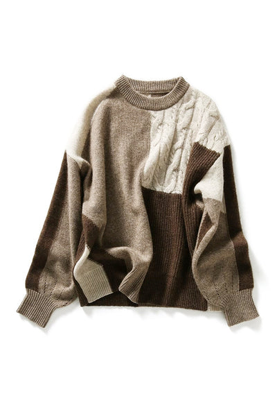Sweter z dzianiny z okrągłym dekoltem