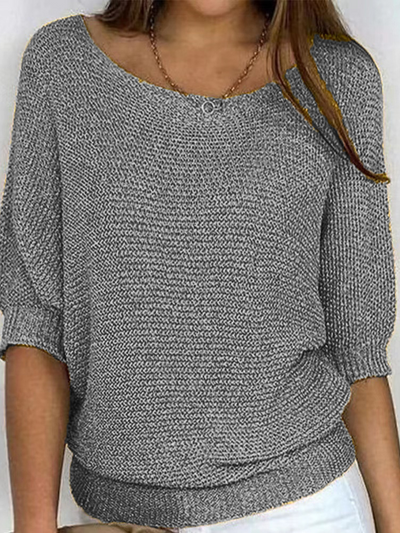 Sweter damski z rękawami 3/4 z miękkiej wełny – Casual chic