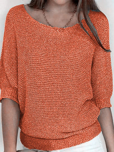 Sweter damski z rękawami 3/4 z miękkiej wełny – Casual chic