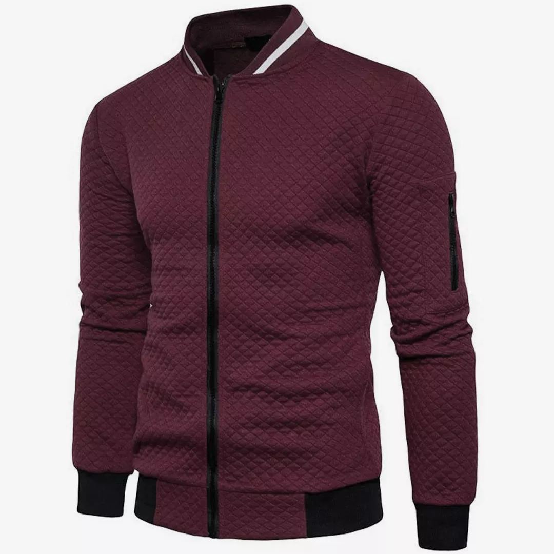Męska Kurtka Bomber w Kratę Jacquard - Styl i Komfort