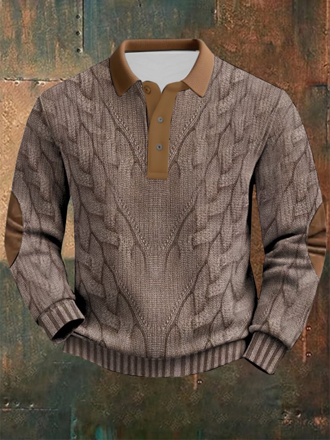 Sweter casual z plecionym wzorem